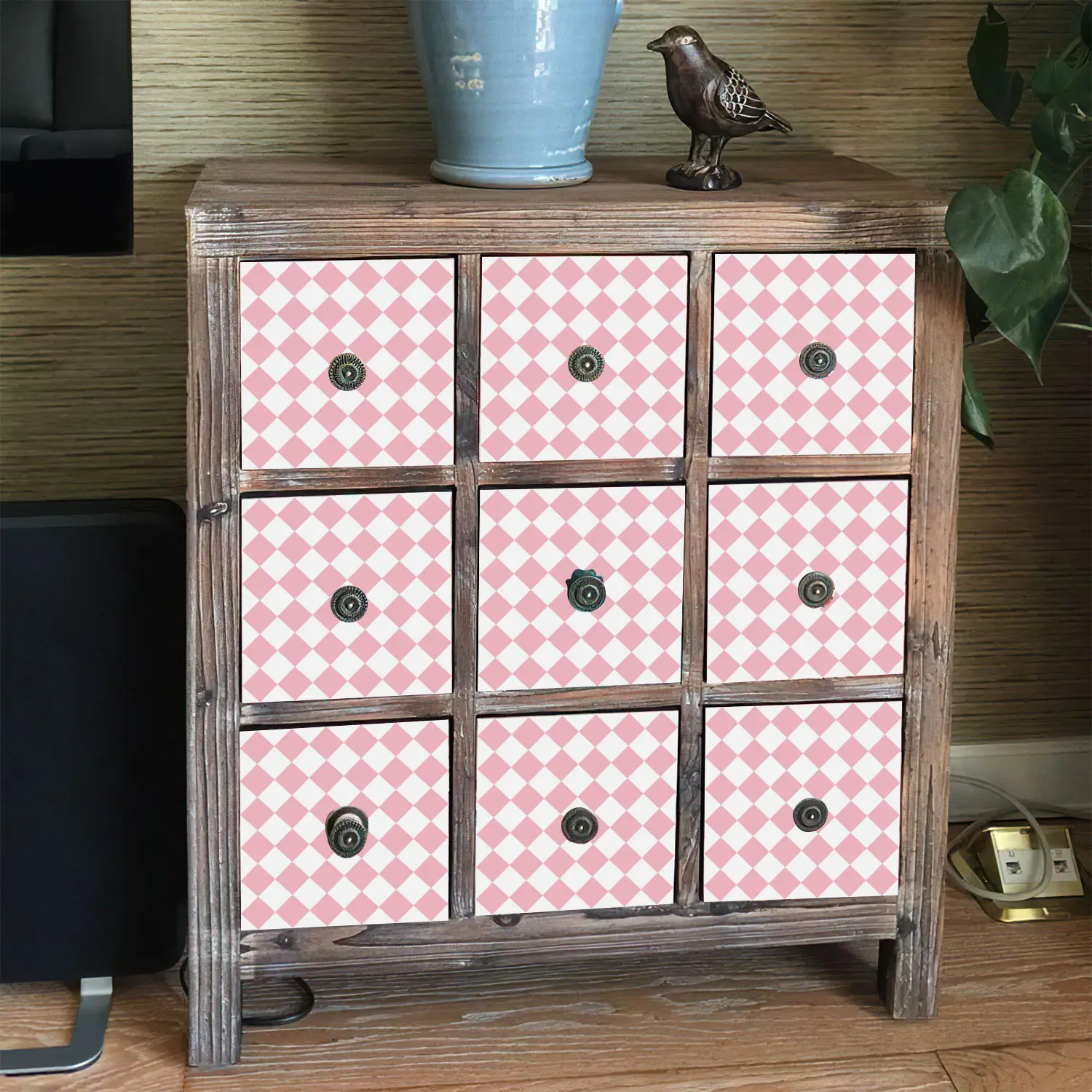 15 Pcs Classic Diamond Checkerboard Tile Sticker, High-Definition Printing, Seamless and Easy to Tear, Matte Texture, Home Decoration