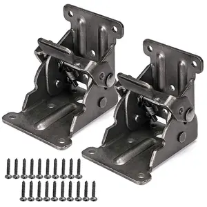 2-Pack Folding Brackets, Lock Extension Hinge, Folding Shelf Bracket Foldable Leg Brackets Hardware for Table, Workbench, Platform
