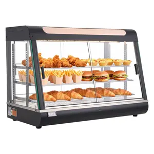 VEVOR 3-Tier Commercial Food Warmer Display, 1400W Food Display Warmer with LED Light, Top Storage and Adjustable Shelves, 86℉~185℉ Steam Heating, 137Qt/130L for Hamburger, Pizza, Bread, Fried Chicke