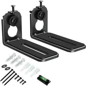 Soundbar Wall Mount Bracket, Universal Sound Bar Mount Anti-Drop Shelf for Samsung, Vizio, LG, Sony, JBL, Bose Soundbar Mount Under TV, Fast Install with Hardware Kit & Level Adjustable, Black