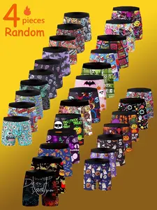 Random 4 Pack Floral Print Briefs, Comfortable Breathable Casual Style Underwear for Casual Wear, Sports, Fitness, Boxing