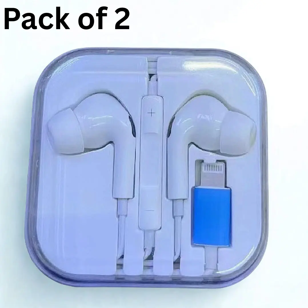 2X Wired Earphones for Iphone 7-14 series |Mic Remote | A+ Quality White Headset