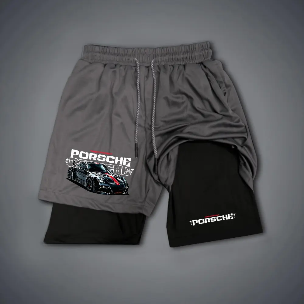 Sports Car Graphic Star Icon Double-Layer Sports Shorts Graphic Shorts Black Shorts Camo Shorts Streetwear Shorts Men Outfits Men Short Shorts Vacation Outfits Shorts