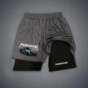Sports Car Graphic Star Icon Double-Layer Sports Shorts Graphic Shorts Black Shorts Camo Shorts Streetwear Shorts Men Outfits Men Short Shorts Vacation Outfits Shorts