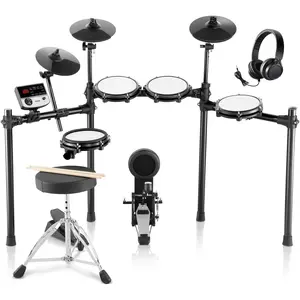 VEVOR Electric Drum Set, 32 Drum Kits & 480 Sounds Electronic Drum Kit, USB MIDI Supported 8 in Quiet Mesh Snare Electric Drum Set with 10 in Cymbals Drum Sticks & Headphone, for Beginners & Adults