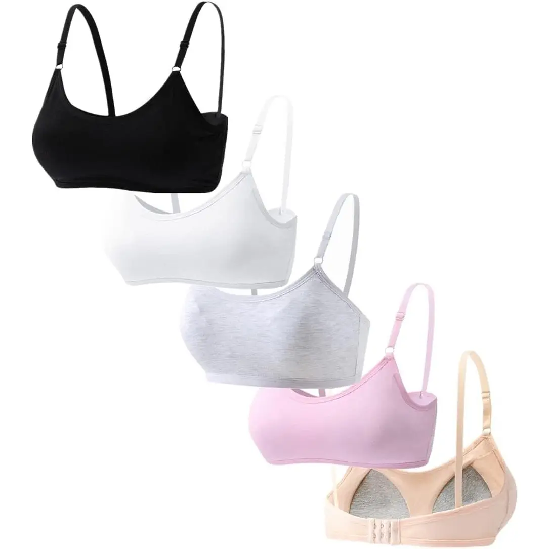 KF5-UWA005 Big Girls' Adjustable Training Bra Cotton Bras Wireless Light Padded 10-16 Years