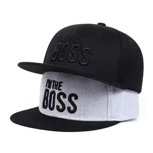 Unisex 'I'M THE BOSS' Letter Embroidery Hip-hop Hats Outdoor Adjustable Casual Baseball Caps Sunscreen Hat Black & Gray