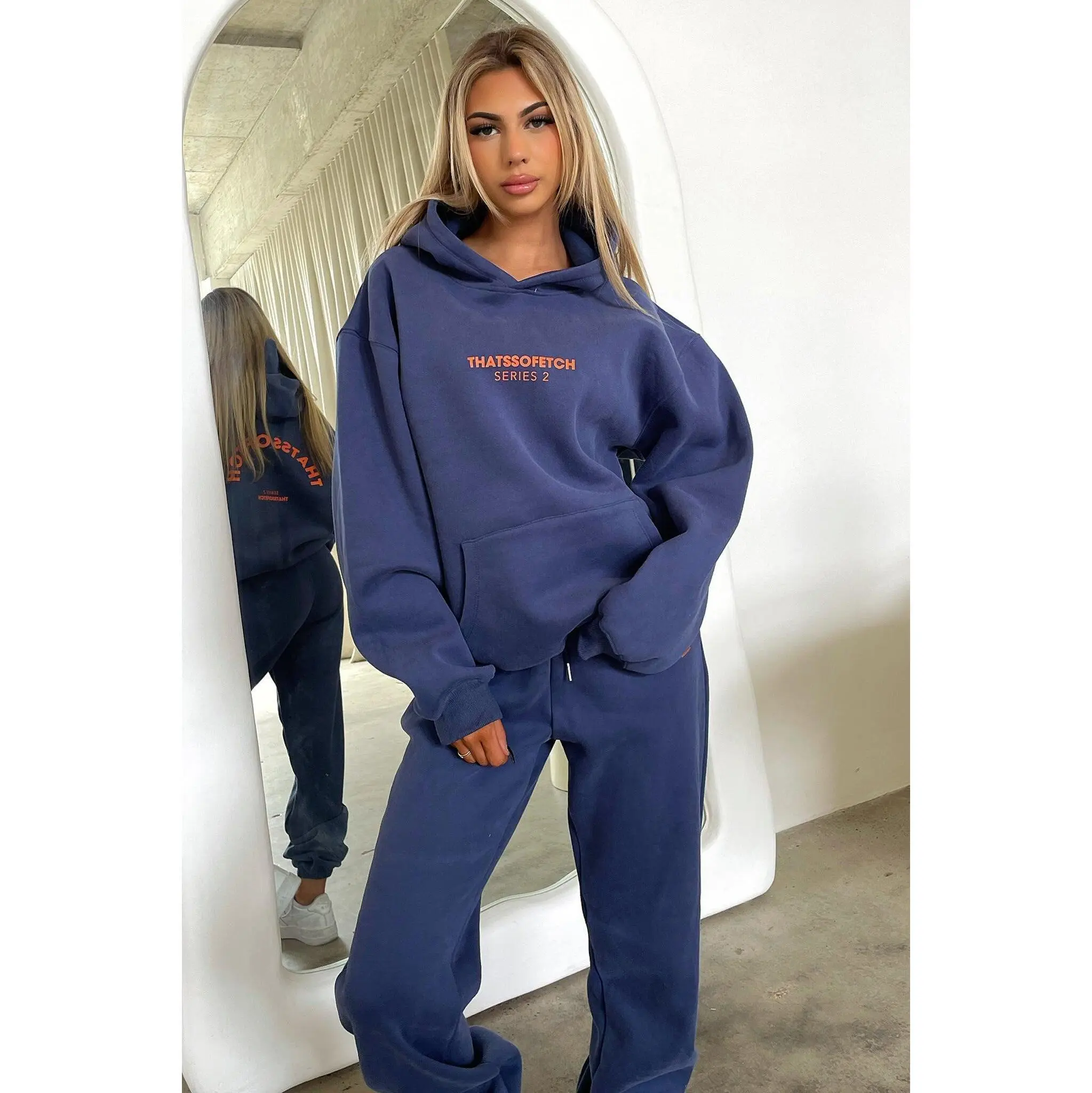 トップス scuffers BOB NAVY HOODIE Iconic Blue Hoodie - Oversized Hoodie | Scuffers