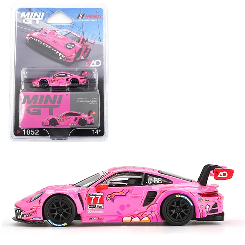 Mini GT 1:64 Porsche 911 GT3 R #77 AO Racing 2024 IMSA Road America (Pink) Limited Edition Blister Pack