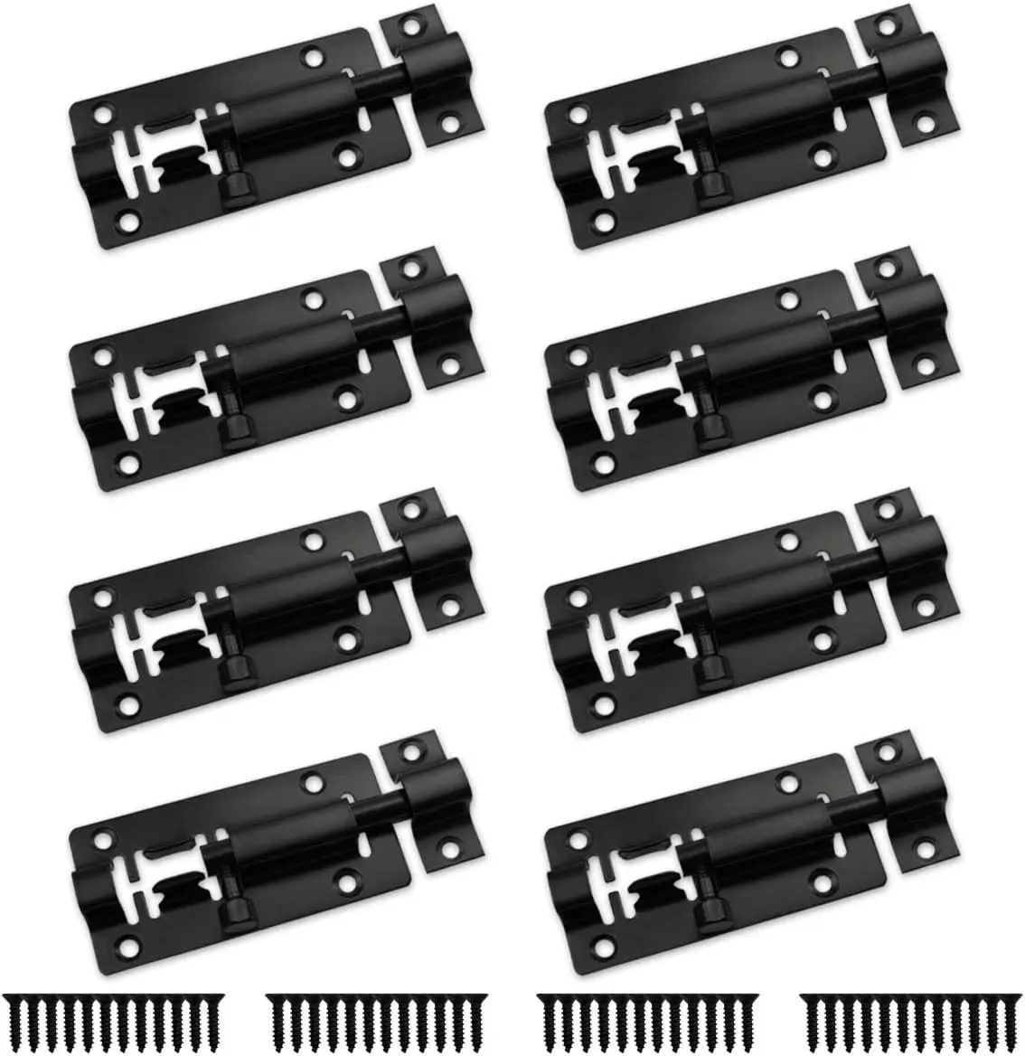 Slide Barrel Bolt Latch 3 Inches Sliding Latch Lock, Stainless Steel Sliding Lock for Door  Black (8 PCS)