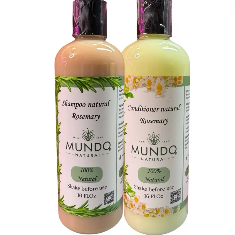 Shampoo & Conditioner Set - Rosemary Infused Organic Silicone Free Haircare - 16 FL.Oz Each - Daily Vitamins Cleanser Scented Aroma