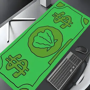 Goofy Green Cash Dollar Bill Art Large Gaming Mouse Pad, Stylish Desk Protector with Non-Slip Rubber, Multi-Size for Laptop & Desktop Use