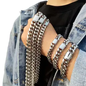 Hip Hop Stainless Steel Jewelry Miami Cuban Chain Necklace For Men gldmen'schain Adults Birthday