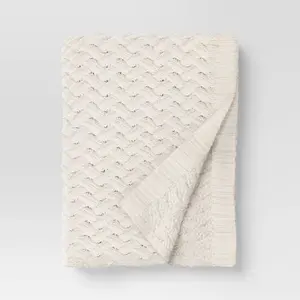 Chunky Chenille Throw Ivory - Threshold