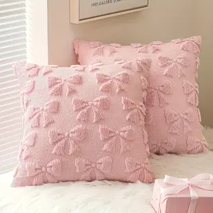 2 sets of decorative cute bow pillowcases. The bow decorations can easily transform any corner into a cozy and comfortable home decoration, adding a touch of whimsical charm. It is an ideal gift for Mother's Day (without the pillow core)