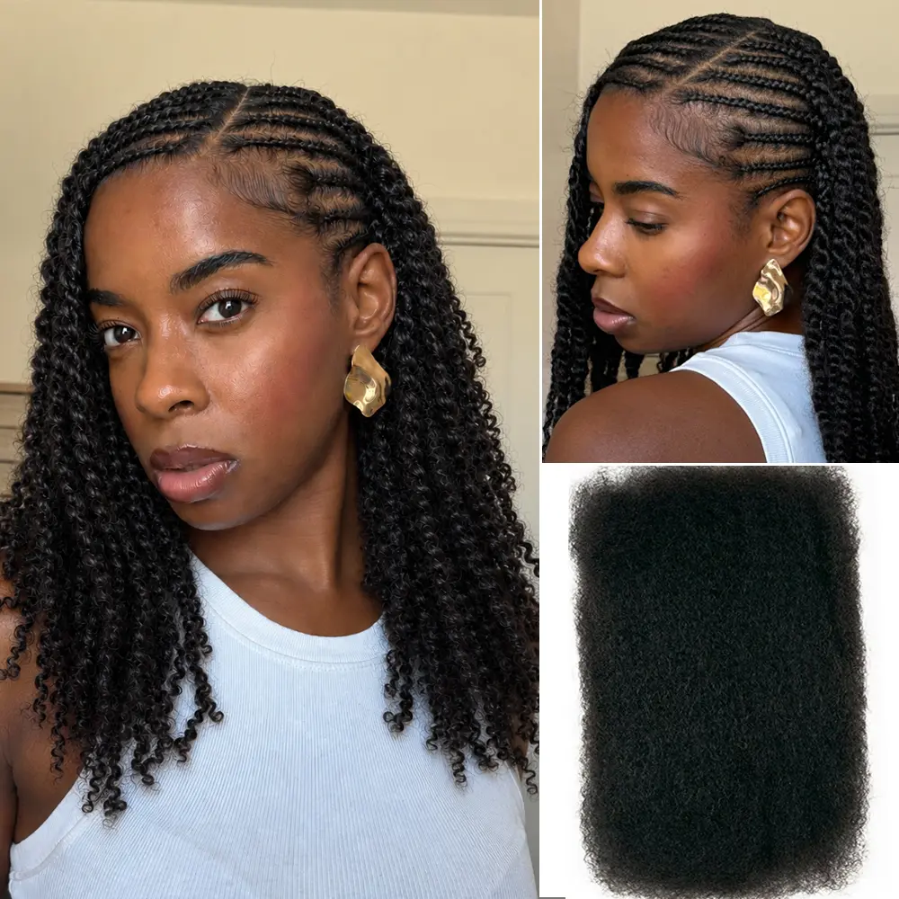 YWIGS Afro Kinky Bulk Hair Extensions For Braiding Mini Twist Dreadlock Human Braiding Hair Repair Locs Tape 3C 4A Black 50grams / pack #TikTokShopFallDealsForYou