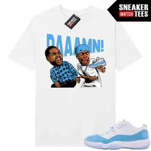 AJ11 Low White Blue Match T Shirt, DAAAMN Graphic Tee, 90s Hip Hop Tee, Gift For Women and Man Unisex T-Shirt, Cozy Gift