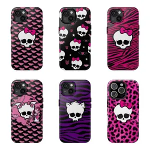 Monster High Cartoon Shockproof Tough Smartphone Casing, Emo Goth Aesthetic Protective Cellphone Accessory, Durable Cover for iPhone 11-17 Pro Max Plus Devices