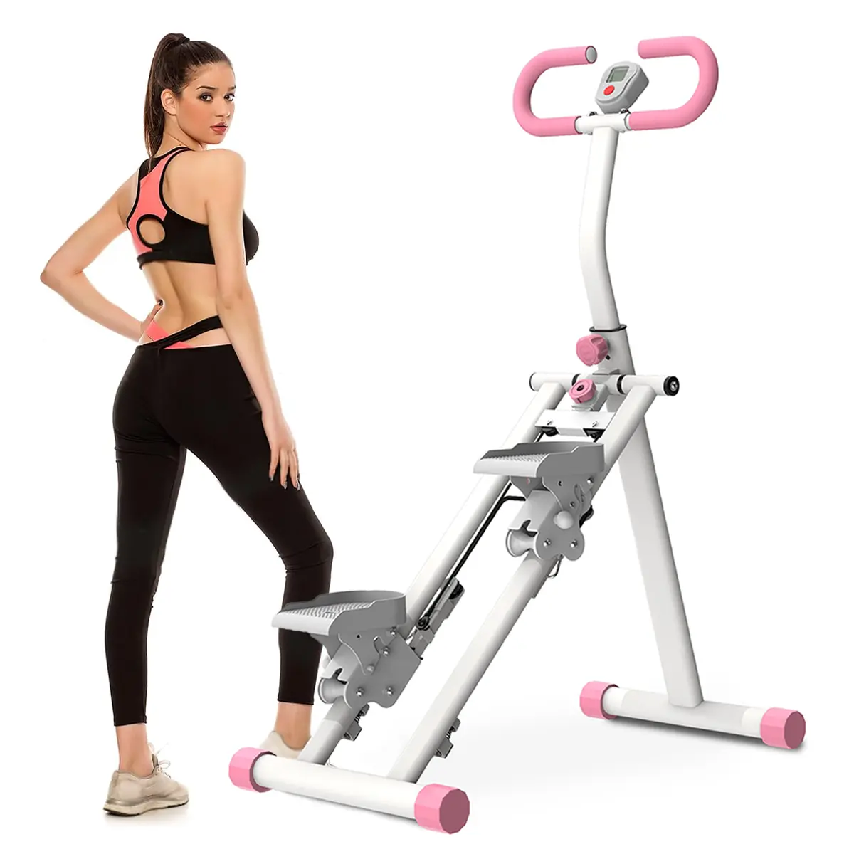 Home Gym Vertical Climber Stair Stepper - Upgrade Full Body Fitness Equipment with Stable Frame, Adjustable Handlebar