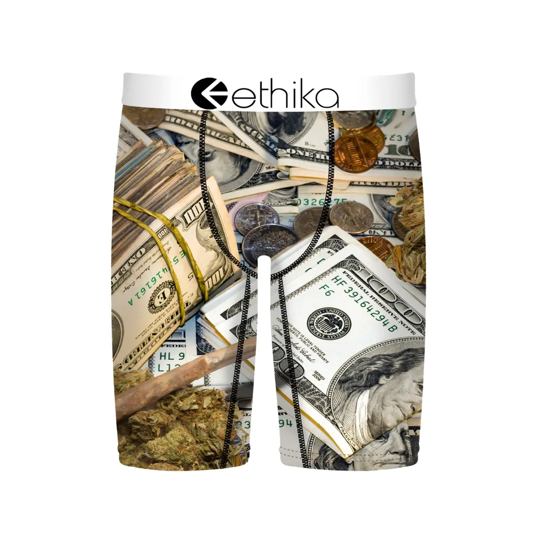 Ethika Old Hundreds Staple Menswear Boxer Briefs for Men - Polyester-Spandex Blend Stretch Fabric, Soft Feel, No Gathering, No Pull-Down, Original Design, Available in 2XL, 3XL, 4XL