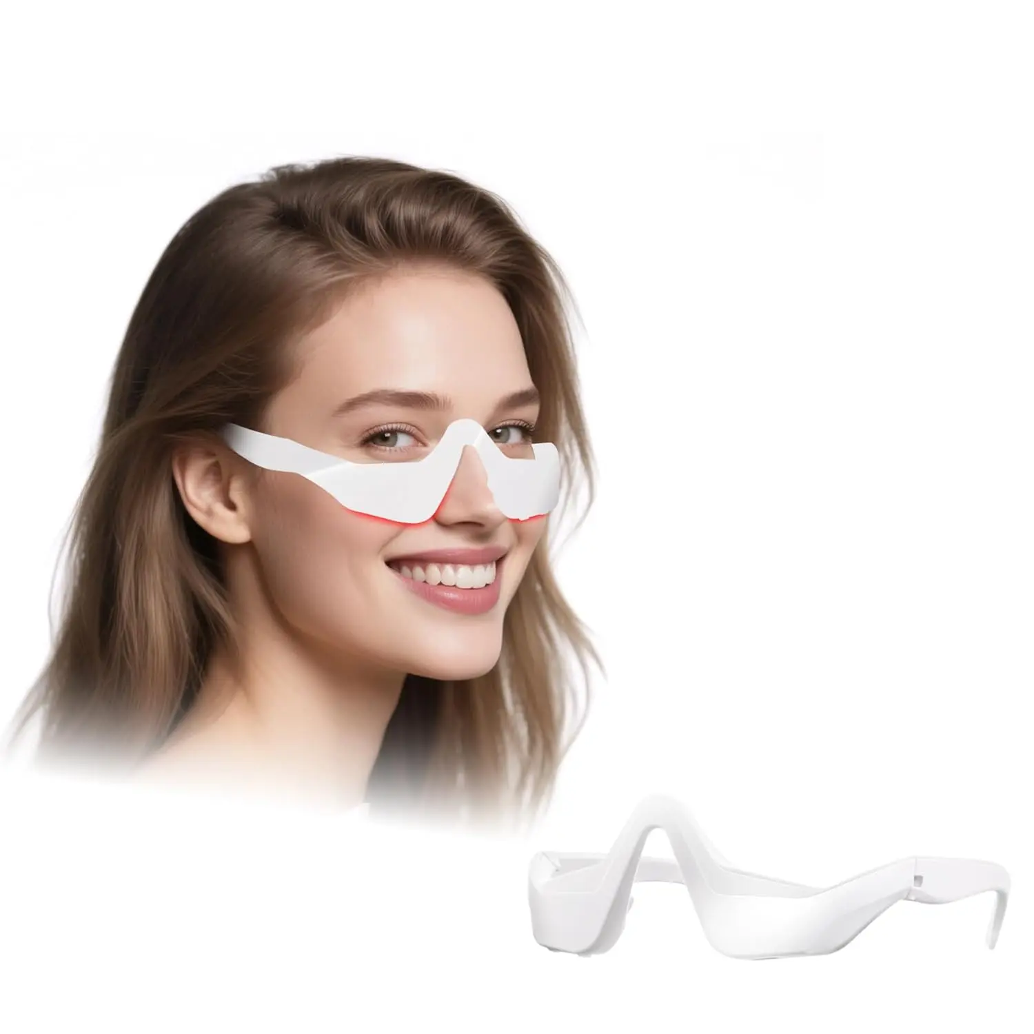 Under-Eye Red Light Therapy Device EMS Eye Massager with 630/850nm LEDs Gentle Heat & Vibration Lightweight Skin-Safe Material for Puffiness Dark Circles Anti-Aging Care Perfect Christmas Gift