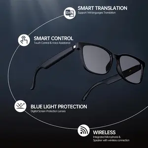 Smart Glasses Wireless Bluetooth, anti-blue light, UV protection, voice-activated smart music glasses with built-in microphone and speaker, suitable for meetings, travelling or studying Magnetic Wearable Chargeable