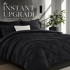 JOLLYVOGUE 7 Pieces King Comforter Set, Seersucker Bed in a Bag King Size, All Season Luxury Bedding Set with Comforter, Flat Sheet, Fitted Sheet, Pillowcases & Shams #Summervibes