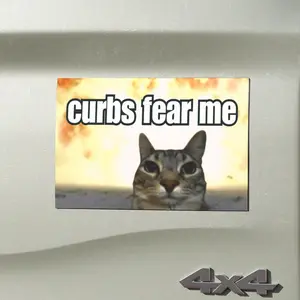 Curbs Fear Me Car Magnet, Funny Cat Meme, Gen Z Unhinged, Magnetic Car Decal, Cute Car Accessory, Waterproof Vinyl Car Magnet