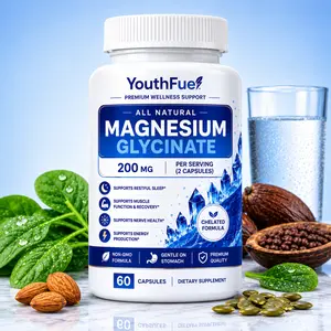 YouthFuel Magnesium Glycinate 200mg | Chelated High Absorption Magnesium Supplement | Supports Sleep, Relaxation, Muscle & Nerve Health | 60 Tablets | Non-GMO