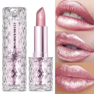 Huasurv Shiny Pearl Lipstick, Long-Lasting Fine Glitter, Moisturizing, Hydrating, Plumping, Easy to Apply, Creamy Texture, Beginner Friendly
