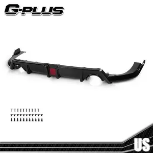 Black Plastic Rear Lip Diffuser Body Kit LED Light Fit For Honda Civic 16-21