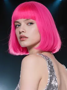 Women's Colorful Straight Bob Wig, Straight Synthetic Wigs, Synthetic Fiber Hairpiece for Daily & Party Use, Multiple Colors Available, Perfect Halloween Costume Accessory