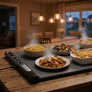 [Mother's Day Gift] Smart Food Warming Mat with 8-Temp Settings & 8H Timer, Keep Food Warm or Defrost, Large Fast Heating Tray, Rollable Silicone, Multifunctional, Perfect for Family Dinners & Holiday Parties, Home use