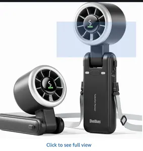 Diveblues Portable Handheld Turbo Fan, 5 Gear Wind, Battery Operated, Up to 12 Working Hours, 3 IN 1 Hand Fan with Air Turbo Tech Cooling Fan for Outdoor Activities, Travel, Working, Obsidian black