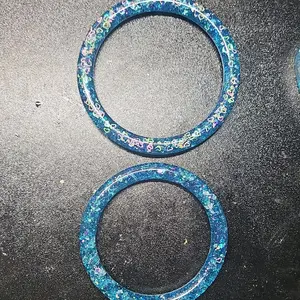 Sky Blue Resin Bangle Bands with Colorful Sparkle Accents for Stylish Accessory