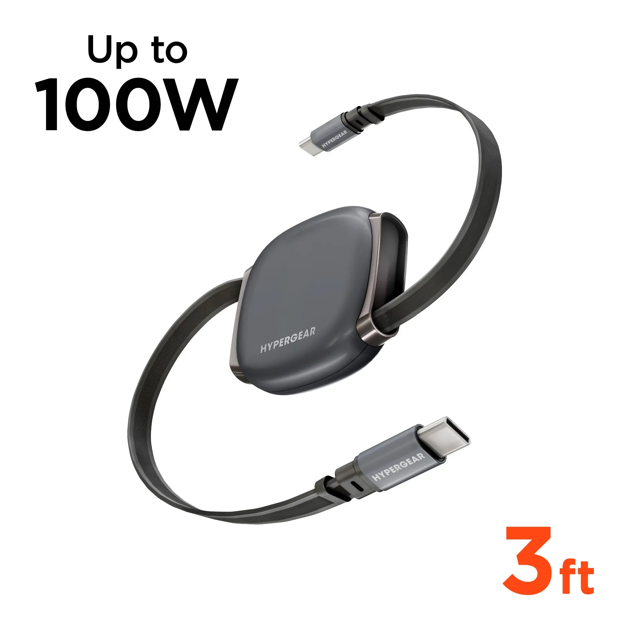 Flexi Go 100W USB-C to USB-C Retractable Multi Device Charger Cable with Ultra-Slim Compact Case, Multi-Platform Support Cables for Mobile Devices (Gray, Portable), Multi Device Charger Cables