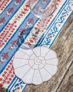 Mother of Pearl Cocktail Napkin Set - White / Taupe