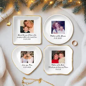 Custom Photo Mother of The Groom Jewelry Dish, Mother of The Bride Jewelry plate, Custom Jewelry Tray for Mom, Wedding Favor Gift For Mom