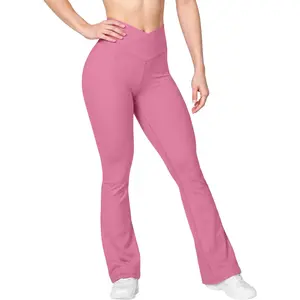 Treswear Women's High-Rise Flared Bell Bottom Leggings - Crossover Bootcut Activewear Fitness Pants with Tummy Control for Gym Outfits, Fitness Yoga Pants Use
