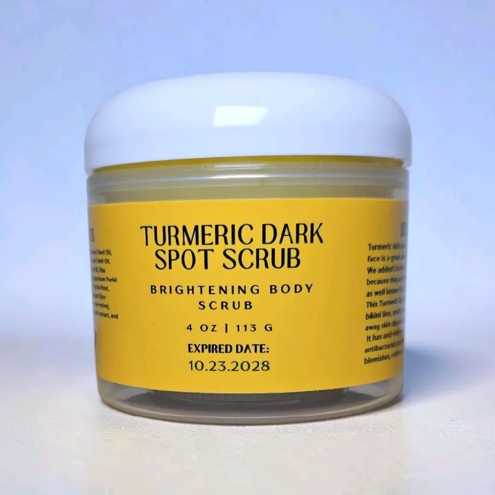 Turmeric Sugar Scrub for Dark Spot Care and Brightening, Naturally Derived Skin Exfoliator for Face & Body
