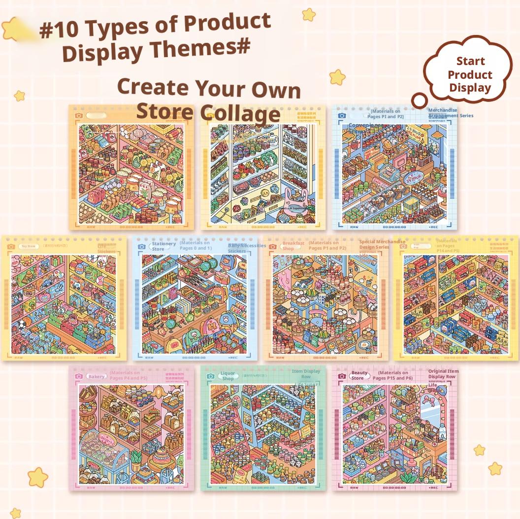 Yilan Start Stocking 3D Miniature Scene Sticker Book Immersive DIY Stress Relief