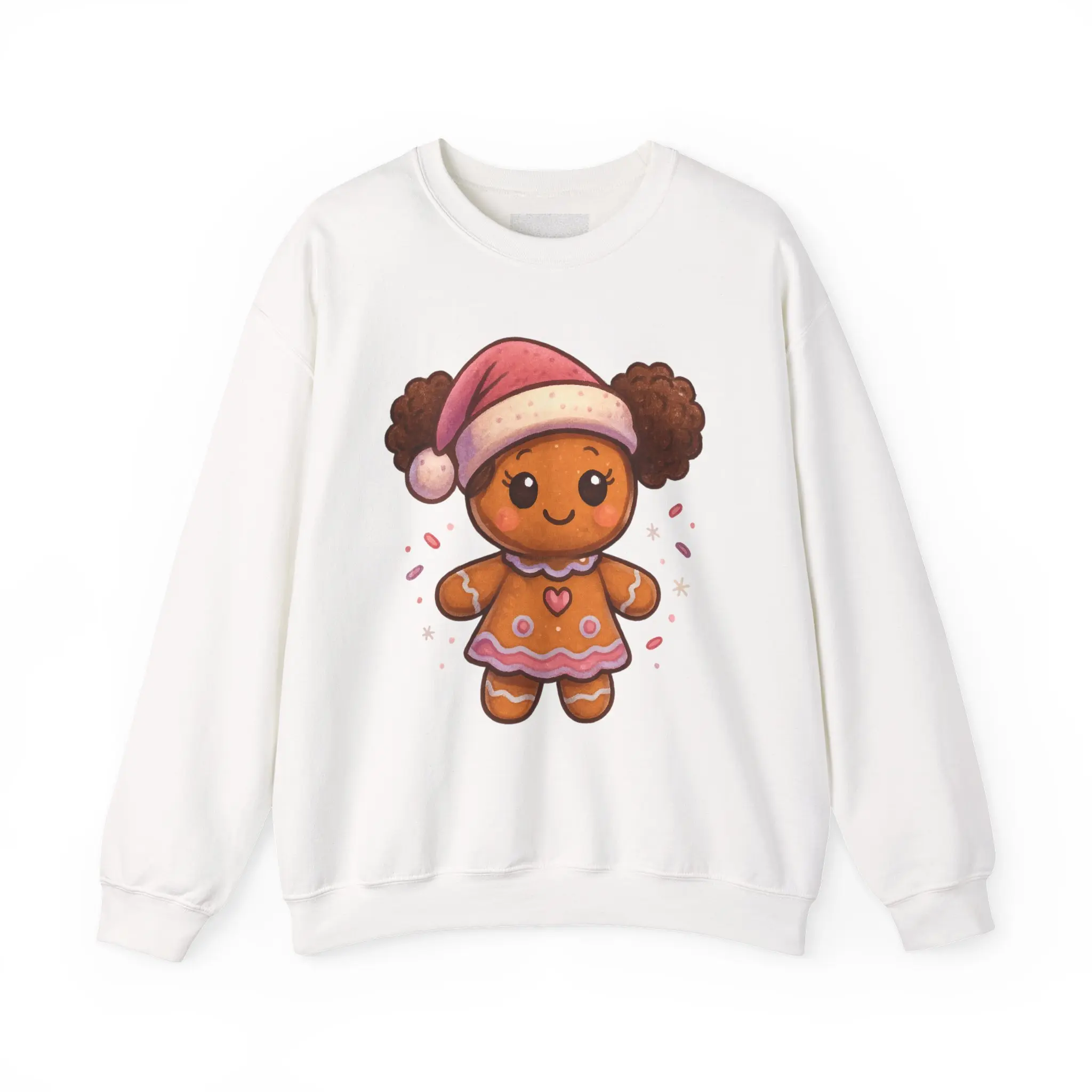 Sweet Gingerbread Girl Holiday Sweatshirt | Christmas Crewneck for Black Women | Natural Hair Melanin Representation