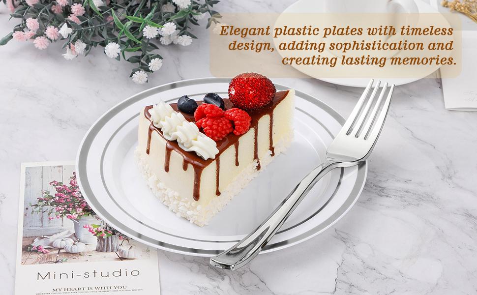 100PCS Clear Plastic Plate, Disposable Party Plates with 50 Dinner and 50 Dessert Plates, Plastic Plate for Party, Wedding and Birthday 100PCS Clear Plastic Plate, Disposable Party Plates with 50 Dinner and 50 Dessert Plates, Plastic Plate for Party, Wedding and Birthday