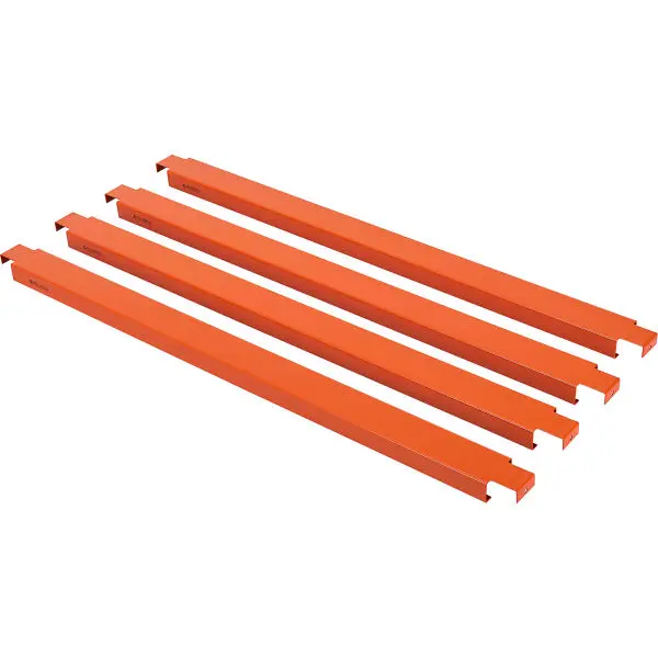 Global Industrial 413108 48 in Durable Steel Pallet Support Crossbar - Warehouse Use, Silver Unslotted Beam, 1213 lbs Load Capacity, Prevents Undersized Pallets, Pack of 4, 2 In.