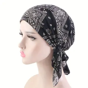 Stylish Breathable Turban Head Wrap - Bandanas for Women with Chemo or Casual Wear - Soft Elastic Vintage Paisley Print Design for Comfortable Daily Use
