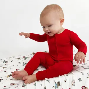 Winterberry Red Bamboo Convertible Footie Boys Sleepwear