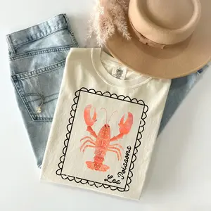 Comfort Colors Vintage Lobster Tshirt, Trendy Nautical Fisherman Tee, Lobster Lover Graphic T-shirt, French Coastal Distressed, Meme, Gift For Her