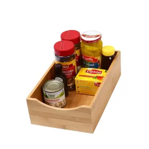 212 MAIN Bamboo Wood Rectangular Drawer Shelf Organizer - Sock Boxes, Home Pantry Storage Solution for Kitchen Organization