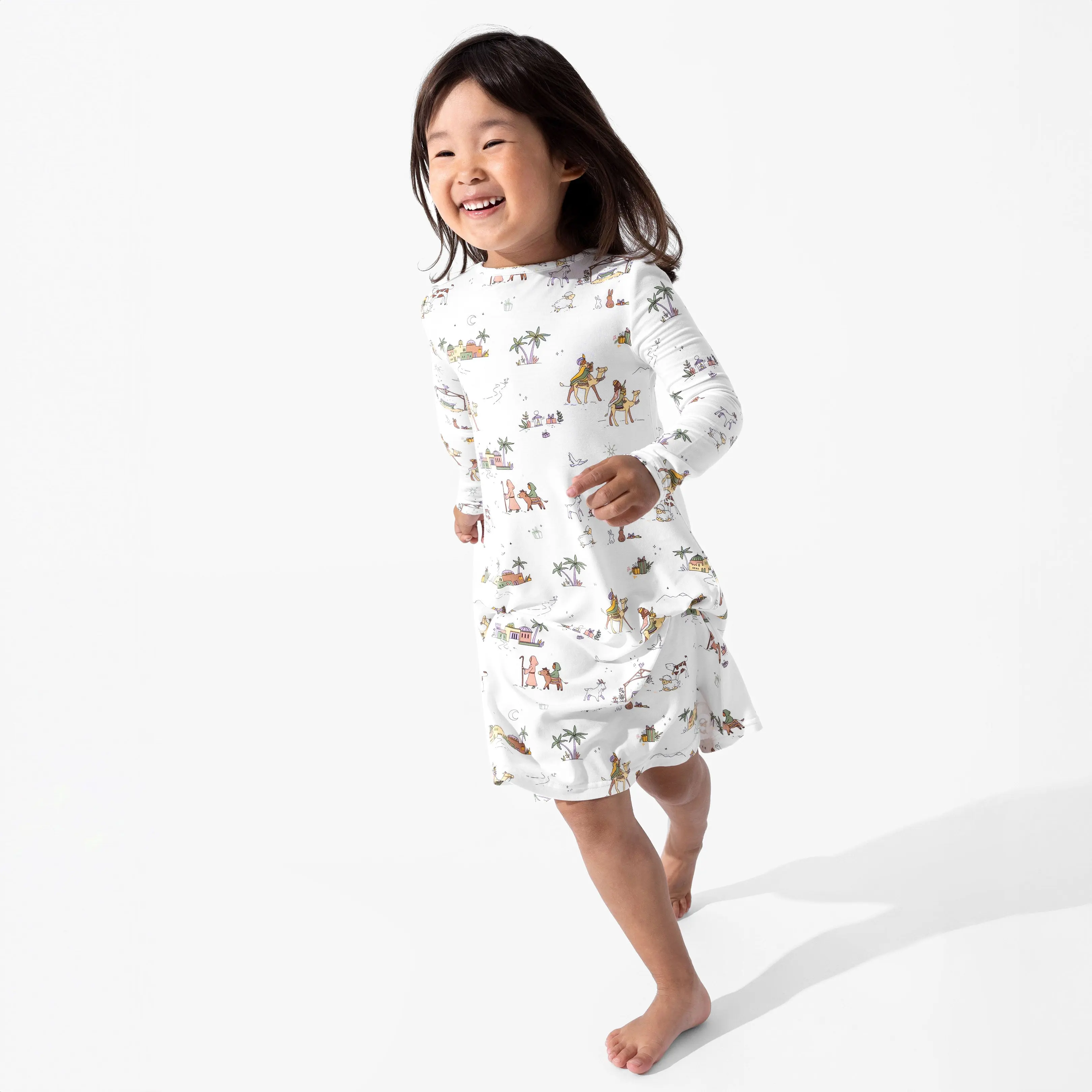 Holy Night Bamboo Girls' Long Sleeve Dress
