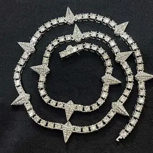 Hip-hop Black Panther Style Trendy Necklace Layered Cool Accessory Popular Clavicle Chain with Sparkling Rhinestones